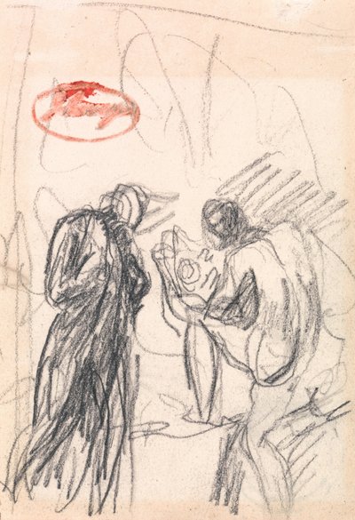 Two Figures, with One Male Nude Kneeling by George Romney